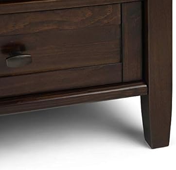 Simplihome Warm Shaker Solid Wood 36 Inch Wide Square Rustic Coffee Table In Tobacco Brown With Storage 1 Drawer And 1 Shelf For The Living Room Family Room Buy Online At Best