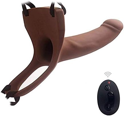 Strápǒn for Pèggīng Wireless Remote Control 10 Modes Male Hǒllǒw Stràp On Dîl'D'O% Pénîs% Dôngs for Men S%ěx - Brown