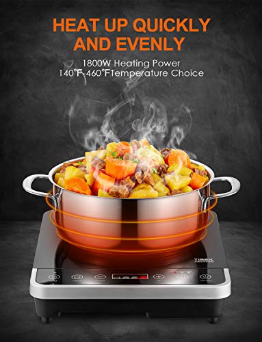 Portable Induction Cooktop, 1800W Countertop Burner Cooker with 15 Temperature Power, 180 Minutes Timer, 3 Safety Lock, Wear Resistance (Security,ETL Approved) - Thumbnail 2