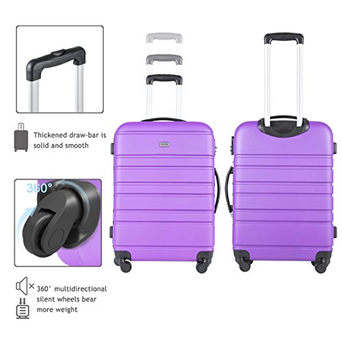 3 Pcs Luggage Set Hardside Travel Suitcase with Spinner Wheels Lightweight Durable ABS Hardshell TSA Lock 20 24 28 inch
