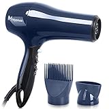 MYONAZ 1875 Watt Hair Dryer with Straightening Comb and Air Concentrator/Powerful and Quiet Hair Dryer with Nozzle - Create Salon Volume at Home up to 80% Faster with Less Frizz (Navy Blue)