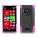 For Nokia Lumia 928 (Verizon) Hot Pink Skin+Black Cover