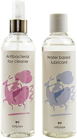 Lollipops Combo, 8oz Water Based Lubricant &amp; 8oz Antibacterial Toy Cleaner