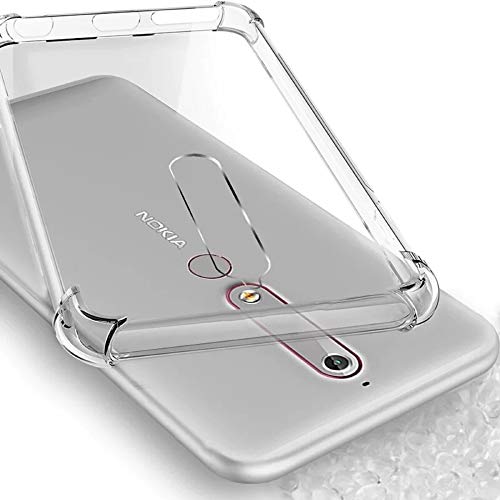 Ankirant BumperCorner Soft Silicon Shockproof Flexible Rubber Back Case Cover for Nokia 6.1 (2018) (Transparent)