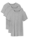 David Archy Men's 3 Pack Bamboo Fiber Undershirts Crew Neck Slim Fit Tees Short Sleeve T-shirts (S,Heather Gray)
