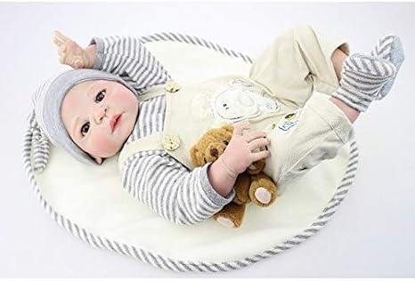Amazon Co Jp リボーンドール リアル赤ちゃん人形 フルシリコンビニール男の子 かわいいベビー人形お世話セット しましまベビー服の赤ちゃん ホビー 通販