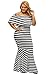 Gloria&Sarah Women's Off The Shoulder Mermaid Striped Ruffle Tube Plus Size Maxi Dress,Black & White,XL(US 14-16)