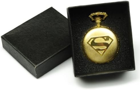 Hydia Pocket Watch Superman Gold Full Hunter Case Quartz Movement with Black Cardboard Box