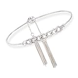 Ross-Simons Italian Sterling Silver Link and Tassel Bolo Bracelet