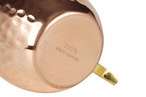 Premium Moscow Mule Copper Unlined Mug 100 % Pure Solid Copper (16-Ounce, Hammered) With Free Shot Glass (765857887951)