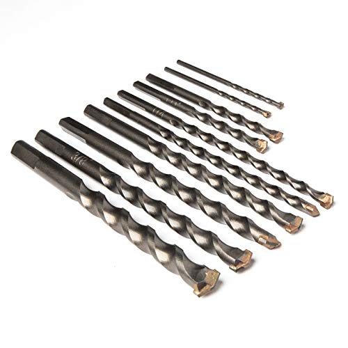 10 Piece Concrete Drill Bits Set (TILE, BRICK, CEMENT, CONCRETE, GLASS, PLASTIC, CINDERBLOCK, WOOD) Chrome Plated with Industrial Strength Carbide Tips - BONUS STORAGE CASE INCLUDED - Thumbnail 3