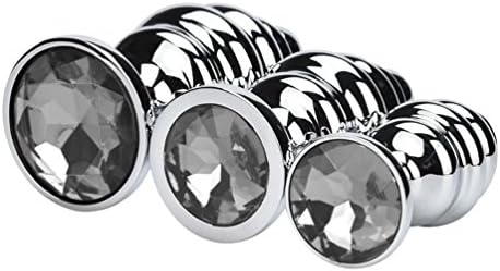 SKUN 3 Pcs 3 Size A-n-a-l P-l-u-g Round Shaped Base With Jewelry Birth Stone for Super Stimulation