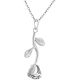 Jude Jewelers Stainless Steel Rose Flower Style Statement Pendant Party Necklace