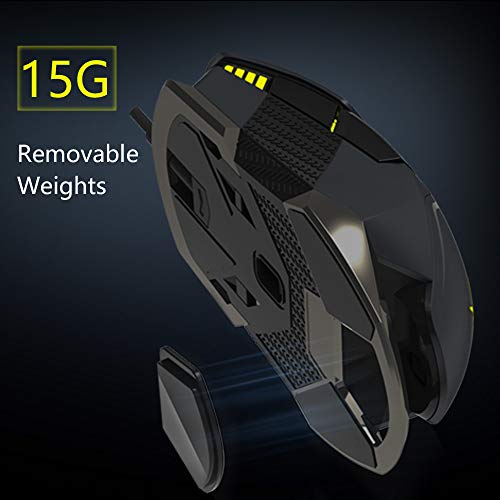 DELUX Wired Gaming Mouse with Pixart PMW3389 16000DPI Optical High Precision Sensor, Chroma RGB Lighting, Ambidextrous 9 Programmable Buttons Design and 15g Personalized Weight (M628BU(3389)-Black)