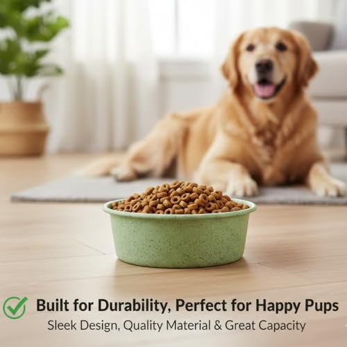 Pawpourri Dog Bowls Stainless Steel Anti-Skid Dog Food Bowl & Water Bowl, Speckle Design Pet Feeder for Puppy and Small Dogs, Durable & Easy Clean Feeding Bowl (Green, 470 ML)