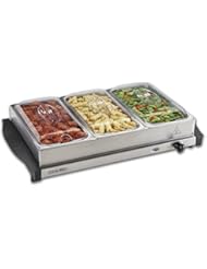 Proctor Silex 34300 Buffet Server & Food Warming Tray, Three 2.2 Quart Stainless Steel Chafing Dishes, Adjustable Heat