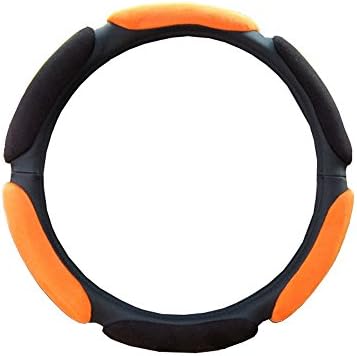 Rayauto Soft Suede Relax Foam Pads Cushion Automotive Car Steering Wheel Cover (Black with orange)