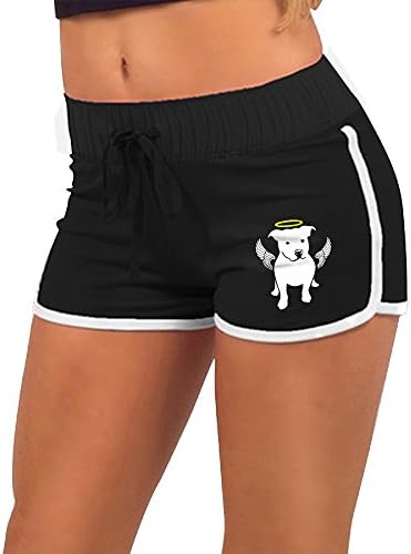Juniors Yoga Running Workout Shorts Pit Bull Terrier Dog Athletic Elastic Waist S