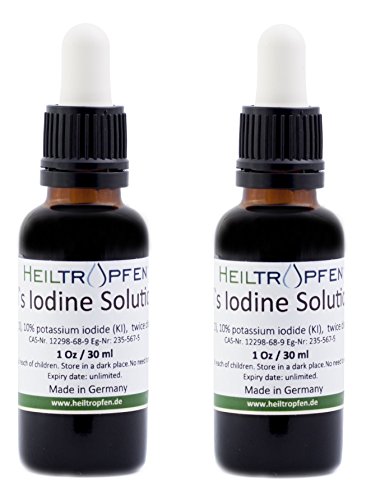 5% Lugol's Iodine Solution, Twin Pack (Two bot.), 2x 1 Oz. Made with 5 Percent Iodine and 10% Potassium Iodide … 5% Lugol's Iodine Solution, Twin Pack (Two bot.), 2x 1 Oz. Made with 5 Percent Iodine and 10% Potassium Iodide …
