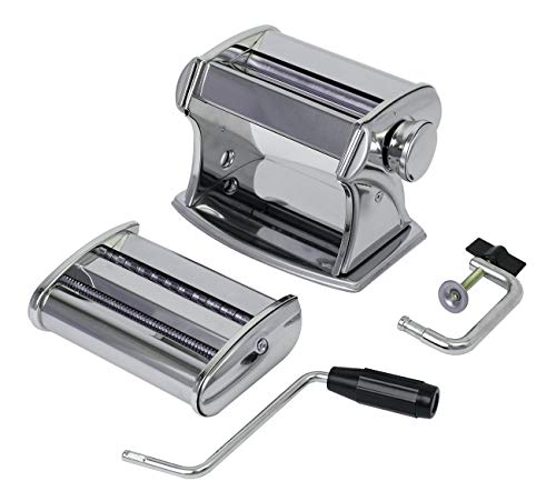 Shule Streamline Pasta Maker Machine, Stainless Steel Pasta Roller with Pasta Cutter, Hand Crank and Instructions