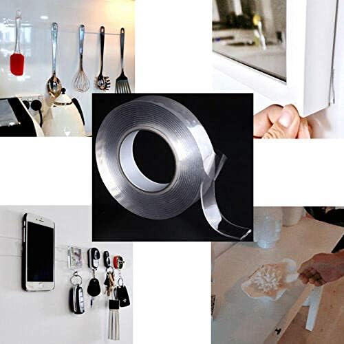 Double-Sided Adhesive Tape Nano Traceless Washable Removable Tapes (Transparent, 1M)