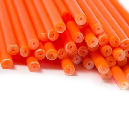 x50 190mm x 4.5mm Orange Coloured Plastic Lollipop Cakepop Sticks by Loypack