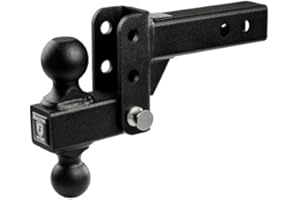 BulletProof Hitches - 2.0" Adjustable Light Duty Trailer Hitch (10,000 lb. Rating) - 2" Drop/Rise Trailer Hitch with 2" & 2-5/16" Dual Ball - Powder Coat, Box Steel, Corrosion-Resistant