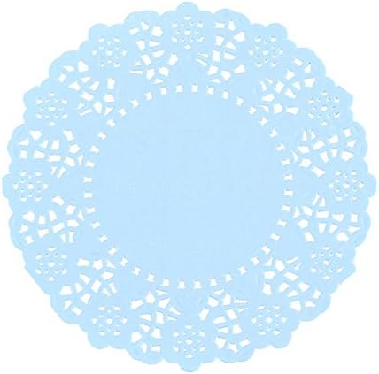 BTclassics 4.5inch Round Colorful Paper Lace Doilies Wedding Tableware Doyley Decoration,pack of 100 (Sky Blue)
