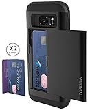Galaxy S7 Edge Card Holder Case, Holds Up to 2 Cards, TORUBIA Wallet Case Slim Fit Armor Air Cushion Technology Dual Layer Heavy Duty Shockproof Protective Cover for Samsung Galaxy S7 Edge - Black
