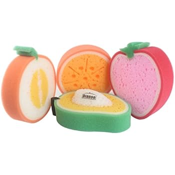 Dianoo Cute Fruit Style Dish Towels, Kitchen Tool Washing Cleaning Sponge Cloth, Strong Decontamination Scouring Towels, 4PCS (the styles and colors will be sent at random)