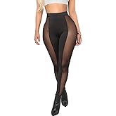 aihuajie Women's Sexy See Through Sheer Mesh Pants Leggings High Waist Casual Sweatpants Tights