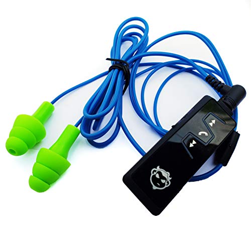 Bluetooth Workinbuds Green/Blue - Earplug Earphones with Jabees Wireless Headset (Bundle)
