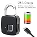 Smart Fingerprint Padlock Biometric ANYTEK P3 Waterproof Lock with Finger Print Security Touch Keyless Lock USB charge and 1 Years Standby Time for Gym Locker Suitcase Cabinet Box Black