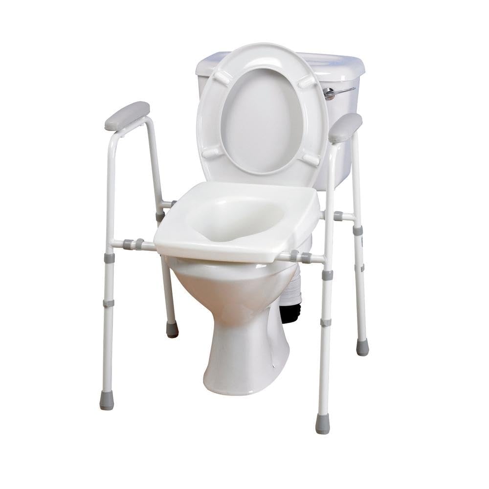 Homecraft Deluxe Stirling Toilet Seat and Frame, Adjustable Bathroom Safety Support Frame for Elderly, Handicapped and Disabled Users, Home and Clinic Use