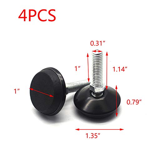 Tulead Stainless Steel Leveling Leg Swivel Foot Cabinet Leveling Feet Adjustable Legs Furniture Leveling Feet 1/3"x1" Pack of 4 for Cabinet,Sofa,Bookcase,Sink