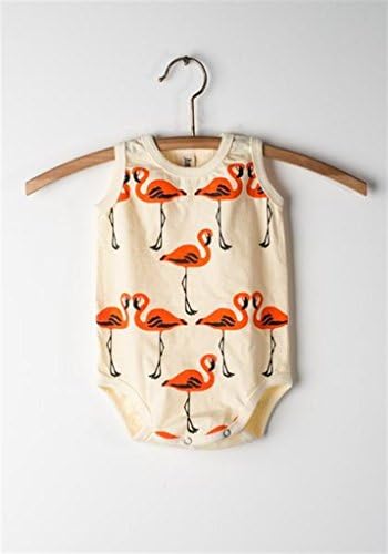 Baby Onesie - Yellow - Flamingo Sleeveless Onesie - Super Soft 100% Organic Cotton (6-12)