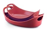 Rachael Ray Stoneware 1-1/4-Quart and 2-1/4-Quart Oval Bubble &amp; Brown Baker Set, Red (Kitchen)