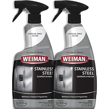 Weiman Stainless Steel Cleaner and Polish - 22 Ounce (2 Pack) - Protects Appliances from Fingerprints and Leaves a Streak-Free Shine for Refrigerator Dishwasher Oven Grill etc - 44 Ounce Total