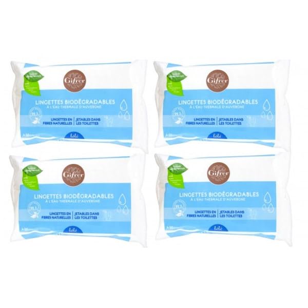 Gifrer Lingettes Biodégradables à l'Eau Thermale Lot de 4X60 unités