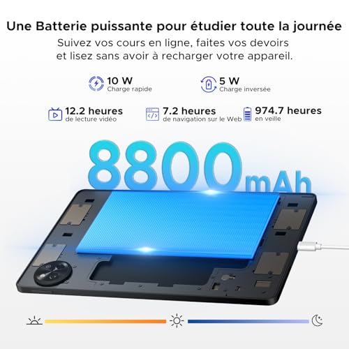 POPUX P11 Android Tablet 16, 11 Inch Tablet with 48GB RAM + 128GB ROM/TF 2TB, T7250 Tablet with Keyboard, 90Hz Display, 8800mAh, Gemini AI, Widevine L1, Face ID, WiFi5, Pen, Keyboard, Black