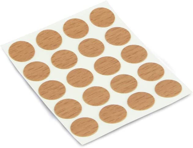 Round Stickers for Holes, Furniture, Floor, Cabinets, Desk - Coloured Screws Covers - Pack of 20