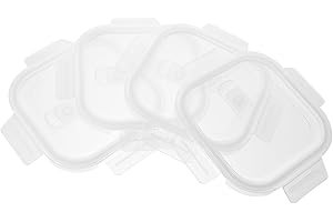Lurrose 4pcs Meal Containers Covers: Square Sealing Lids Compatible with 5.98 Inches Wide Containers - Stackable Glass Food S