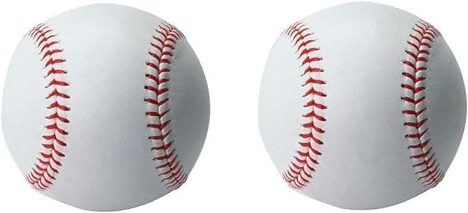 Ghani® 2 Pack Baseball Ball Soft Leather Sports Practice Baseballs Softball PU Rubber Leather Baseball Stitched T Ball Training Baseball for Outdoor Sports for Youth and Adult