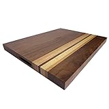 Large American Walnut Wood Cutting Board with Cherry/Oak Accents: 17x13x1.1 Chopping Block with Cracker Holder (Gift Box Included) by Sonder Los Angeles