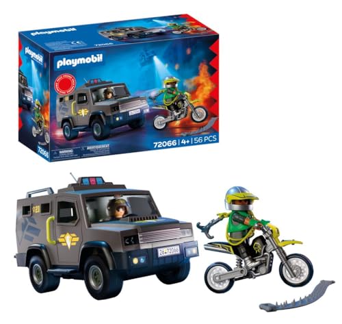 City Action SWAT-Einsatzfahrzeug | Mit Polizist, Verbrecher-Motorrad und Nagelband | Kinder Spielzeug ab 4 Jahren | 72066