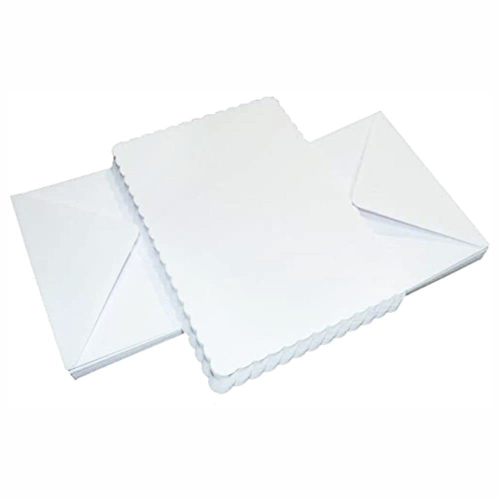 3 Ace Crafts C5 White Scalloped Cards and Envelopes for Card Making (25) Birthday, Wedding Invitation, Paper for Craft Making, Thank You Card with Envelope, Valentine's Day, Thanksgiving, Christmas