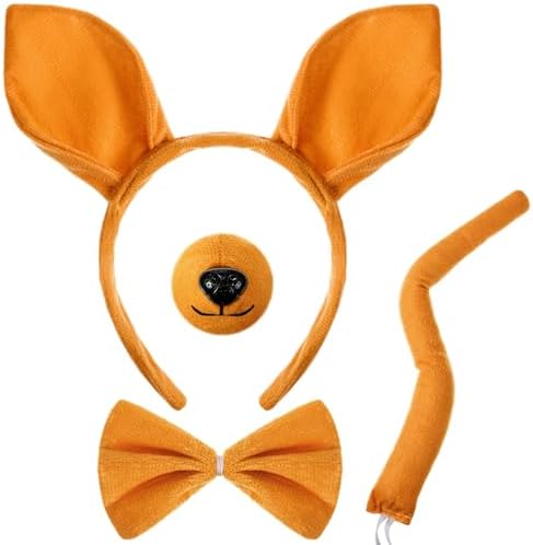 Kit De Disfraz De Canguro Con Orejas, Cola, Lazos, Nariz Y Guantes – Accesorios Para Niños, Ideal Para Halloween, Cosplay Y Fiestas Temáticas