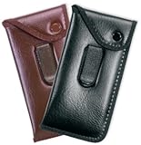 Economy Eyeglass Clip case with Flap Snap button velcro clousure (Brown)