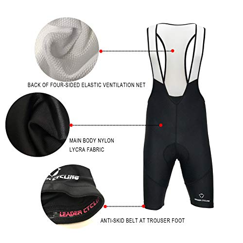 image for LEADER CYCLING Men's Cycling Bib Shorts Bike Bicycle Compression Quick