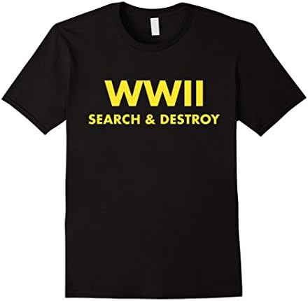 Mens Funny WWII Search &amp; Destroy T-Shirt Gift Small Black